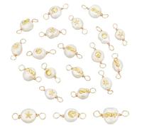 HOBBIESAY 30 pcs Perle Naturelle Doré Connecteur Charms Hippocampe Double Boucle Connecteurs Coquille Étoile de Mer Motif Pendentifs Liens Inspiré de L'Océan Connecteur Charmes pour les Apprêts