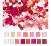 HOBBIESAY 300 pièce Perles de Rocaille en Verre à 2 Trous 15 Couleurs Mini Perles Carrées Plates Perle Rocaille en Verre Opaque Perle D'Espacement Roses pour la Fabrication Bijoux Trou:0.5-0.8mm