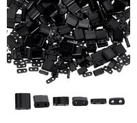 HOBBIESAY 300 pièce Perles Rocaille en Verre à 2 trous 3 styles Mini Perles Plates Carrées Perle Rocaille Verre Opaque Perle Support Verres Entretoises Noires pour Fabrication Bijoux Trou:0.5-0.8mm