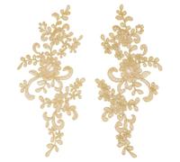 HOBBIESAY 4 Pièces Vêtement Broderie Dentelle Fleur Patchs de Broderie Fleurs Dorée Patches Coudre Appliques pour Robe de Mariée Déoration Réparation Vêtements Sacs à Dos Casquettes 1mm d'épaisseur