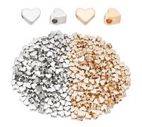 HOBBIESAY 400pièce de2 couleurs de Perles en Forme de Cœur de 7mm en Plastique CCB Perles D'Espacement en Vrac en Forme de Cœur Doré et Argenté Perles en Forme pour la Fabrication de Bijoux Trou:1.8mm