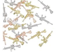 HOBBIESAY 40Pcs 4 Couleurs Alliage Zinc Pistolet Arme Charme Pendentif Connecteur 3D Nail Art Décorations Métal Mitraillette Charmes pour Fabrication Bijoux DIY Nail Art Décoration Ongles Accessoires