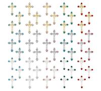 HOBBIESAY 45Pcs 15 Couleurs 3D Cristal Strass Crucifix Croix Clous à Ongles en Métal Chromé Punk Gothique Croix Punk Vintage Croix Breloque pour Manucure Artisanat Bricolage Décorations Nail Art