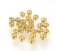 HOBBIESAY 500pcs 316 perles à Sertir en Acier Inoxydable Chirurgical 2mm Véritable Plaqué Or 24K Bouchons D'Espacement en Vrac Perles Rondelle Solide Sans Soudure en Métal D'Espacement, Trou: 1mm
