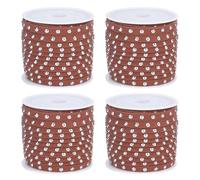 HOBBIESAY 5m Cordon en Cuir Synthétique Ruban en Cuir Bordure en Dentelle avec Rivet Cordon Plat en Cuirs Marron pour la Fabrication de Bijoux et de Bracelets