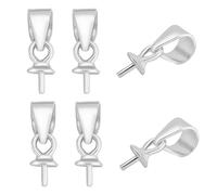 HOBBIESAY 6 pièce 925 bélières à Œillet à Vis en Argent Sterling avec Crochet à Pression Connecteurs de Pendentif pour la Fabrication de Bijoux en Perles et Pierres Précieuses Trou : 3x4mm
