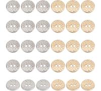 HOBBIESAY 60 pièces 2 couleurs Bouton en Alliage 2 Trous Boutons Plat Rond Platinum and Light Gold Couture Artisanat Bouton de Remplacement pour Poupée Vêtements Trous:1.5mm
