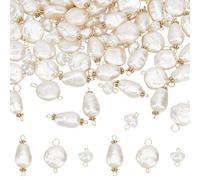 HOBBIESAY 90 connecteur de Pendentif en Perles 3 styles Perles Perles Blanches Baroques Pendentifs en Perles Blanches Culture Naturelles avec Boucles Dorées pour la Fabrication Bijoux Trou:1.5-2mm