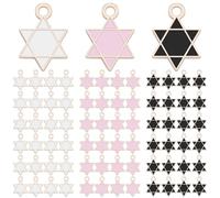 HOBBIESAY 90 pièces 3 couleurs Pendentif étoile de David Grand paquet 16,5 x 12 mm Petite étoile juive Pendants Pendants Hexagramme Étoiles à six branches pour femmes Collier Fabrication de bijoux