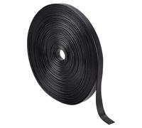 HOBBIESAY Bandes de Cuir de 10mm de Large avec Coutures Cordon Plat en Similicuir Noir Double Face pour Projets D'Artisanat de Bricolage de Vêtements de Ceintures de Porte Clés D'Emballage