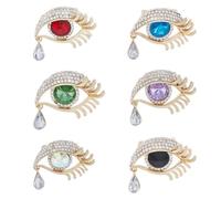 HOBBIESAY Broche en forme de larmes d'ange - 6 couleurs - En forme de goutte d'eau - Avec strass - Décoration pour sac à dos et vêtements, Alliage + strass, Sans pierre précieuse