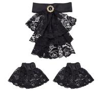 HOBBIESAY Ensemble de Manchettes Jabot en Dentelle à Volants Col et Manchettes Unisexes en Dentelle Accessoire de Costume pour Femmes et Hommes Déguisement D'Halloween Cosplay