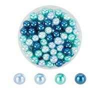 HOBBIESAY Environ 100 pièce de Perles de Verre Nacrées Mélangées Bleues de 8mm Rondes en Vrac Fausses Perles D'Espacement Teintées pour Colliers Bracelets Boucles de Bijoux Bricolage Trou :1mm