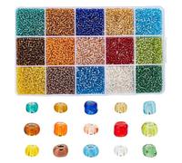 HOBBIESAY Environ 12000 pièce de Perles de Rocaille en Verre de 2mm 15 couleurs 11/0 mini Perles Artisanales Assortiment de Perles Rondes en Verre Perles D'Espacement Main pour la Fabrication Bijoux
