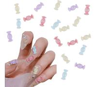 HOBBIESAY Environ 200 Breloques à Ongles 3D en Forme de Bonbon 4 Couleurs Cabochons en Résine Opaque Breloques à Ongles Kawaii Accessoires de Décoration pour Nail Art Conception en Sucre