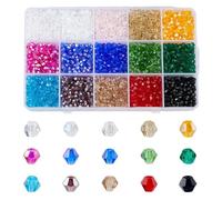 HOBBIESAY Environ 2250 pièce de Perles de Cristal Bicône de 15 Couleurs Perles de Verre à Facettes de 4mm Petites Perles D'Espacement en Vrac pour la Fabrication de Bijoux Bricolage Bracelets