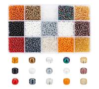 HOBBIESAY Environ 3900 pièce de 15 couleurs de Perles de Rocaille en Verre D'Halloween de 3 mm de Petites Perles de Poney Rondes Colorées 8/0 pour la Fabrication de Bijoux Trou:1mm