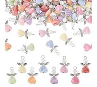 HOBBIESAY Lot de 100 breloques ailes d'ange en vrac 2,3 x 1,4 cm, breloques d'ange avec boucle colorée en forme de cœur pour femme, bracelet, collier, fabrication de bijoux Trou : 2,3 mm