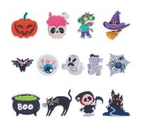 HOBBIESAY Lot de 13 patchs d'Halloween cassés avec citrouilles, fantômes, crânes, chats noirs, chapeaux de sorcière, chauves-souris, écussons à coudre et à repasser, pour Halloween, bricolage