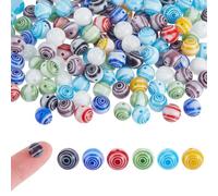 HOBBIESAY Lot de 144 petites perles rondes en verre Millefiori à 3 brins de couleurs mélangées - Perles d'espacement en verre mosaïque faites à la main - Motif floral - Perles d'espacement faites à la