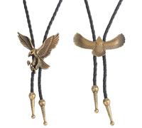 HOBBIESAY Lot de 2 cravates bolo 2 styles western aigle bolo cravate rétro collier cowboy cravate réglable West Them collier accessoires de costume pour fête sur le thème occidental costumes de