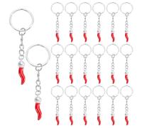 HOBBIESAY Lot de 20 porte-clés en corne italienne - Cadeau piment - Breloque en corne d'Italie - Avec chaîne de protection - Amulette de protection - Sac cadeau pour rétroviseur - Accessoire de