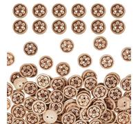 HOBBIESAY Lot de 200 boutons ronds en bois de 10 styles de fleurs 12,5 mm Boutons à coudre ronds à 2 trous Coquille de noix de coco Boutons Artisanat Accessoires de couture DIY