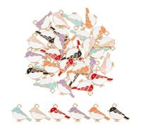 HOBBIESAY Lot de 36 breloques en forme de moineau en émail 6 couleurs en alliage coloré Kawaii 3D en forme d'oiseau porte-bonheur pour collier, bracelet, boucles d'oreilles, marque-pages, porte-clés,