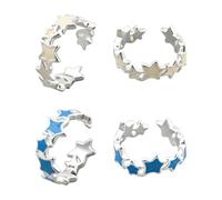 HOBBIESAY Lot de 4 bagues ouvertes en métal empilables avec étoiles à 5 pointes réglables en métal - Fournitures de bague d'éternité pour femme - Décoration de fête d'anniversaire