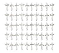HOBBIESAY Lot de 50 breloques en forme d'aile d'ange de 35 mm, 10 styles, breloques en forme d'aile d'ange avec boucle blanche en forme de larme, pendentifs en forme d'aile d'ange pour la fabrication