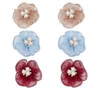 HOBBIESAY Lot de 6 breloques de chaussures 3 couleurs en forme de fleur avec strass - Clips décoratifs amovibles pour chaussures pour femme - Accessoires de chaussures à talons hauts - 50 x 55 mm,