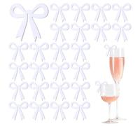 HOBBIESAY Marqueurs de boissons en forme de nœud blanc pour verre acrylique pour cocktail, enterrement de vie de jeune fille, anniversaire, mariage, coquette de dégustation, Acrylique