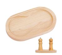 HOBBIESAY Navajo Plateau de moulin à sel et à poivre en bois blanc à 2 emplacements pour meuleuse ovale de cuisine, diamètre intérieur de 7,2 cm, protection de table de salle à manger pour moulins