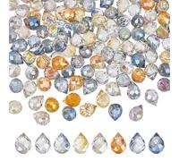 HOBBIESAY Perles en Verre Transparentes en Forme de Larme 144 couleurs 8mm Percées Sur le Dessus Perles D'Espacement à Facettes Perles de Rocaille Lisses pour la Fabrication de Bijoux Trou : 8mm