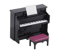 HOBBIESAY Piano miniature en plastique noir avec tabouret 9 x 3,8 cm - Mini piano réaliste - Modèle moderne - Décoration de salle de musique miniature - Clavier jouet