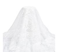 HOBBIESAY Tissu en Dentelle de 1.82 m Broderie de Fleurs Blanches Tissu en Tulle Maille Dentelle Tissu Décoratif en Dentelle Florale pour Rideau de Mariage Vêtements de Maison Accessoires de Table