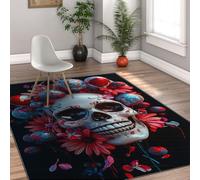 HOBBOY 120x150cm Tapis Crâne Sucré Mexicain Lavable Jour des Morts