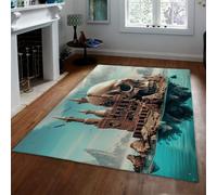 HOBBOY 140x200cm Tapis Château Île Crâne Fantastique Lavable