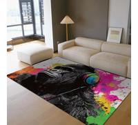 HOBBOY Animal Moderne 160 x 230 cm Tapis de Quartier Thème Musical Graffiti de Rue Sol Moquette Gorille avec Casque Design Tapis Fin Lavable pour Salon