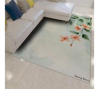 HOBBOY Aquarelle Printemps Floral Tapis Feuilles Vertes Fleurs Roses Tapis de Sol à Poils Ras pour couloirs Chambre Salon Cuisine 60 x 120 cm