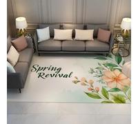 HOBBOY Bienvenue Printemps Grands Tapis Beau Motif Floral Botanique Feuille Tapis de Sol à Poils Ras pour Chambre Salon Canapé Entrée 180 x 210 cm