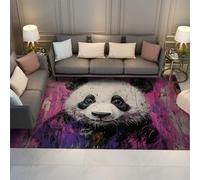 HOBBOY drôle Panda Tapis Rose et Violet Graffiti éclaboussures Art Noir et Blanc Panda Imprimer Mince Tapis pour Salon Salle de Jeux 160 x 230 cm