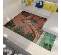 HOBBOY élégance Girafe Tapis Tropical Floral botanique Vert Baignoire Motif Mince Tapis pour Le Yoga Spa Salle de Bain dortoir hôtel Lavable 120 x 150 cm