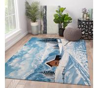 HOBBOY Hiver Paysage de Neige Tapis Montagne Enneigée Pays des Merveilles et Motif Cabine Tapis de Sol À Pou D’hôtel pour Salon Dortoir D’Hôtel 120 x 150 cm