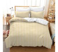 HOBBOY Housse de Couette à Carreaux Jaune Ensemble de literie à Carreaux 3 pièces Vichy Couette Housse avec Fermeture à glissière 2 taies d’Oreiller Pas de draps 220x240 cm