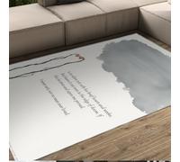 HOBBOY Love Declaration Tapis d’intérieur Minimaliste Motifs romantiques de cœur et de vignes Moquettes 160 x 230 cm Décoration de Sol à Poil Bas Lavable Gris & crème