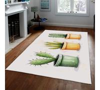 HOBBOY Minimalisme Tapis 60 x 120 cm Vert Motif Cactus Intérieur Extérieur Porte Tapis pour Buanderie Balcon Coin Lecture Poils Courts Lavable