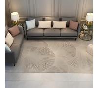 HOBBOY Minimalist Lines Art Tapis Crème et Gris Élégance Motif d’éventail Tapis antidérapants à Poils Bas 180 x 270 cm Chambre Ensoleillée Décoration du Sol