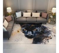 HOBBOY Moquette intérieure extérieure pour Animaux Sauvages 150 x 210 cm Tapis à imprimé léopard à Encre Noire Tapis à Poil Bas faciles à Nettoyer pour Le Salon Bureau et décoration du Sol