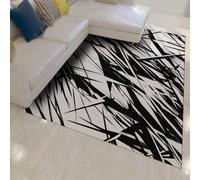 HOBBOY Moquette Noire et Blanche 80 x 120 cm Motifs d’éclats et de Lignes irréguliers et tranchants Tapis à Poil Bas Art Urbain Abstrait Salon Cuisine Décoration du Sol